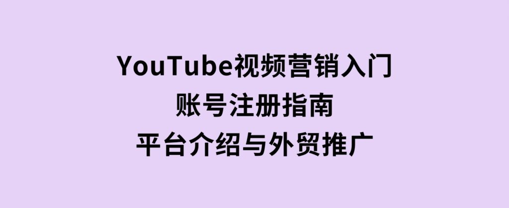 YouTube视频营销入门：账号注册指南，平台介绍与外贸推广-大磊资源网