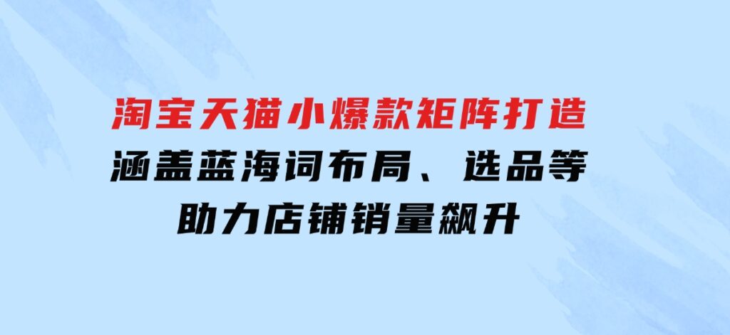 淘宝天猫小爆款矩阵打造：涵盖蓝海词布局、选品等，助力店铺销量飙升-大磊资源网