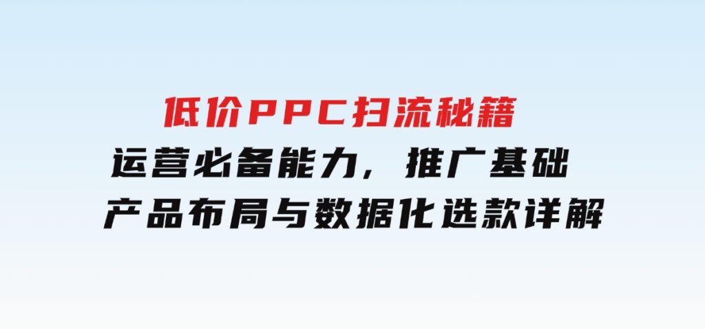 低价PPC扫流秘籍：运营必备能力,推广基础,产品布局与数据化选款详解-大磊资源网