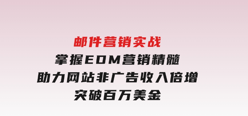 邮件营销实战，掌握EDM营销精髓，助力网站非广告收入倍增，突破百万美金-大磊资源网