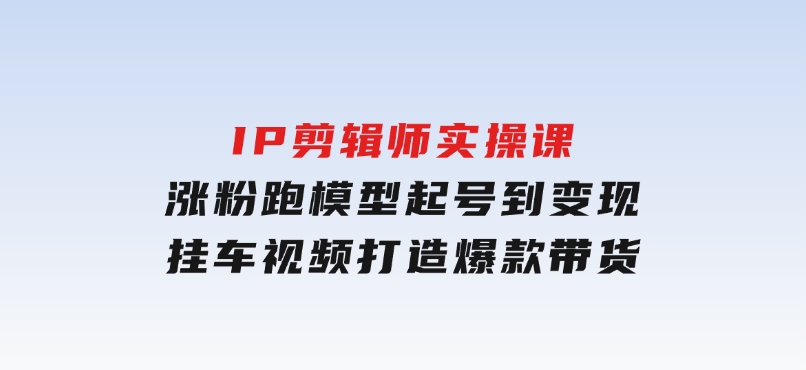 IP剪辑师实操课：涨粉跑模型起号到变现，挂车视频打造爆款带货-大磊资源网