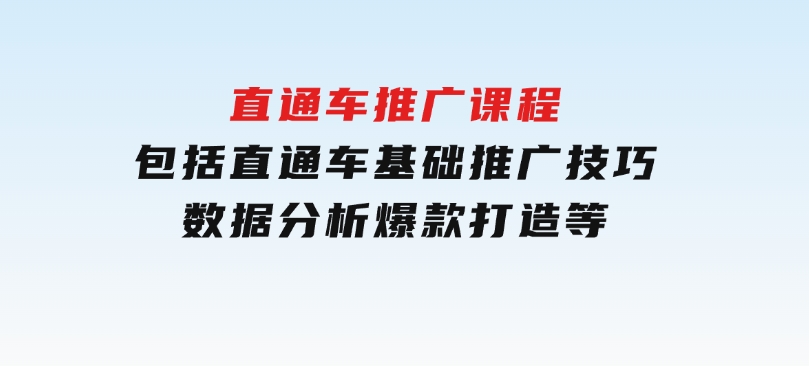 直通车推广课程：包括直通车基础、推广技巧、数据分析、爆款打造等-大磊资源网