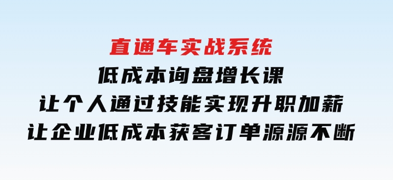 直通车实战系统：低成本询盘增长课，让个人通过技能实现升职加薪，让企业低成本获客，订单源源不断-大磊资源网