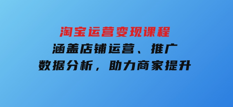 淘宝运营变现课程，涵盖店铺运营、推广、数据分析，助力商家提升-大磊资源网