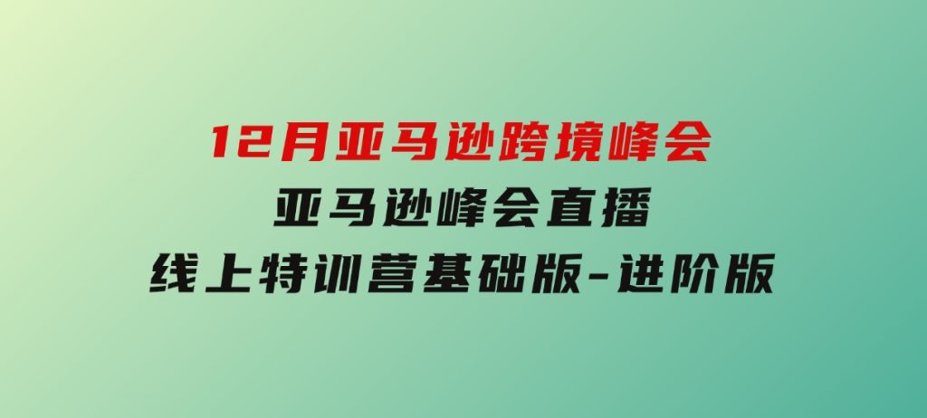 12月亚马逊跨境峰会，亚马逊峰会直播，线上特训营基础版，进阶版-大磊资源网
