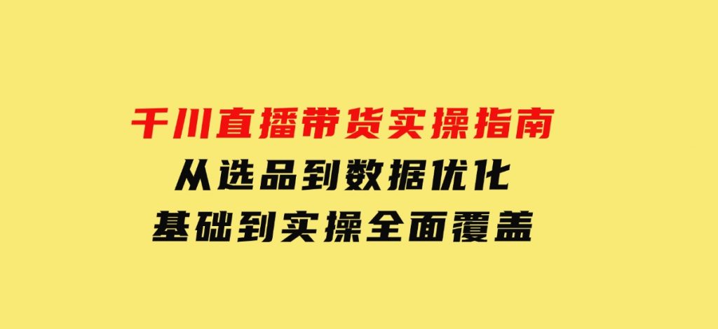 千川直播带货实操指南：从选品到数据优化，基础到实操全面覆盖-大磊资源网