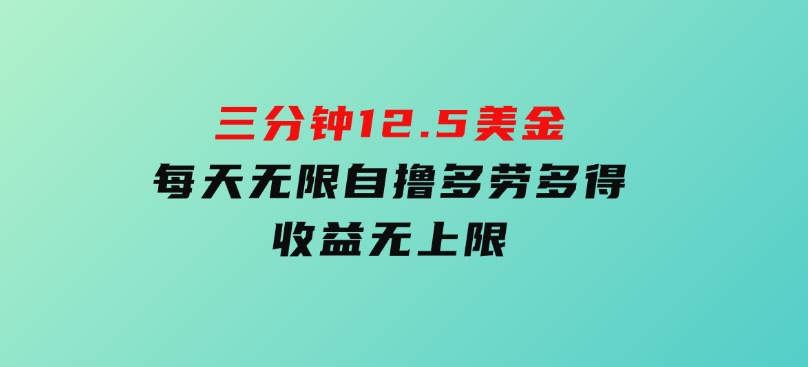 三分钟，12.5美金，每天无限自撸，多劳多得，收益无上限-大磊资源网