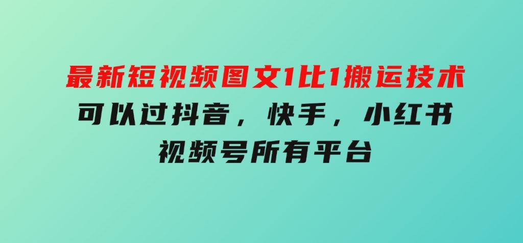 最新短视频图文1比1搬运技术，可以过抖音，快手，小红书，视频号所有平台-大磊资源网