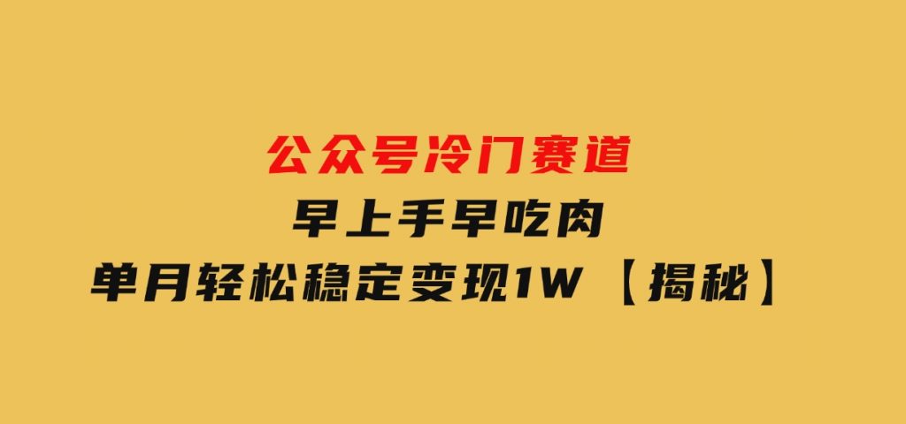 公众号冷门赛道，早上手早吃肉，单月轻松稳定变现1W【揭秘】-大磊资源网
