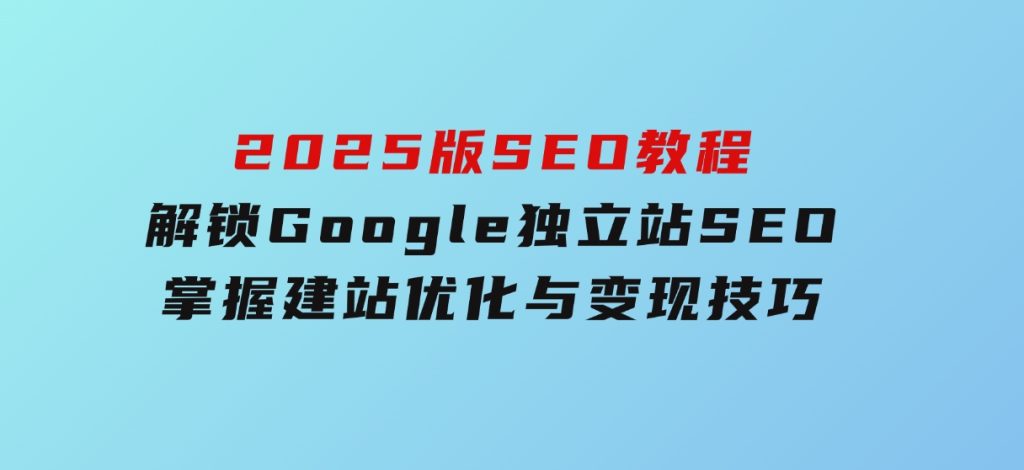2025版SEO教程：解锁Google独立站SEO，掌握建站、优化与变现技巧-大磊资源网
