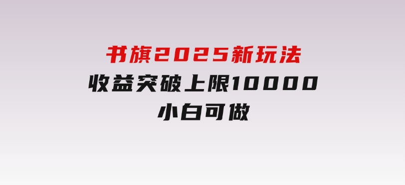 书旗2025新玩法，收益突破上限10000，小白可做-大磊资源网
