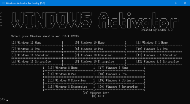 WindowsActivatorbyGoddy(Win11/Win10激活工具)v5.1-大磊资源网