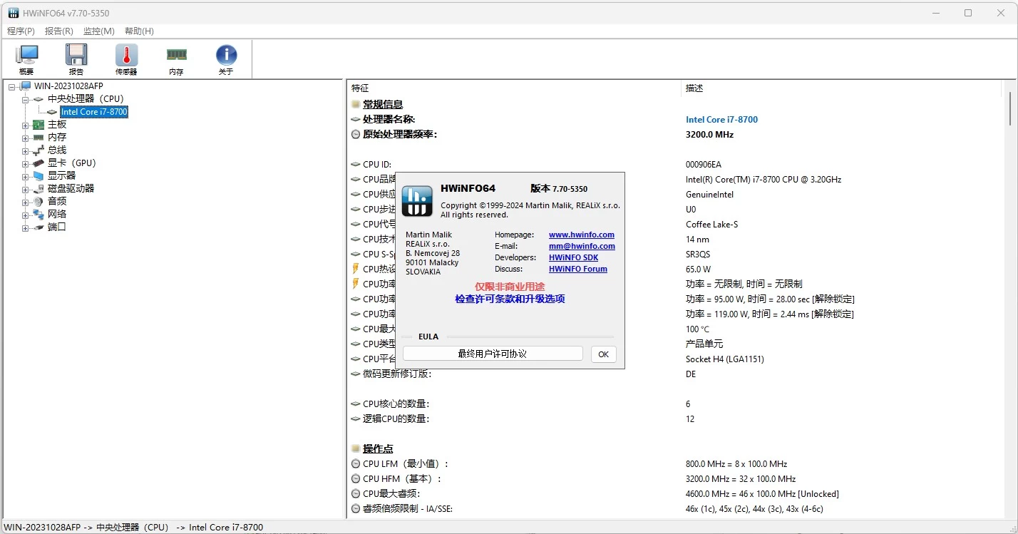 HWiNFO硬件检测工具v8.12.5555.0官方便携版-大磊资源网