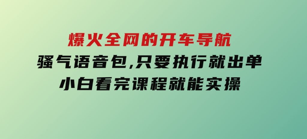 爆火全网的开车导航骚气语音包,只要执行就出单，小白看完课程就能实操-大磊资源网