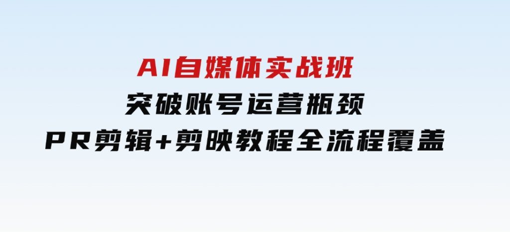 AI自媒体实战班，突破账号运营瓶颈，PR剪辑+剪映教程全流程覆盖-大磊资源网