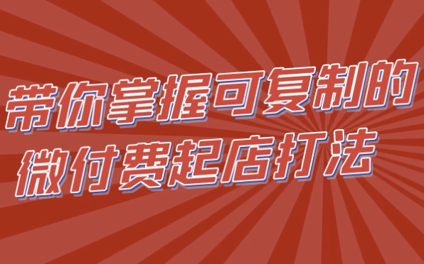 带你掌握可复制的微付费起店打法-大磊资源网