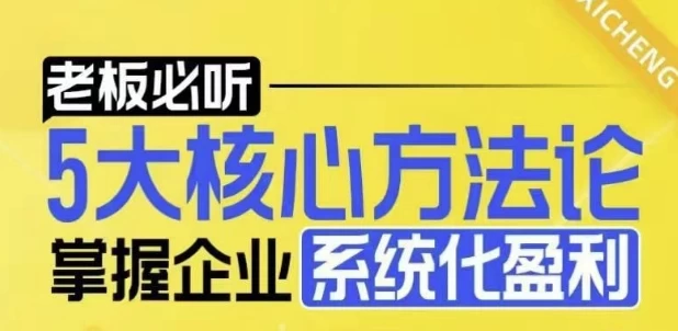 5大核心方法论，掌握企业系统化盈利密码-大磊资源网