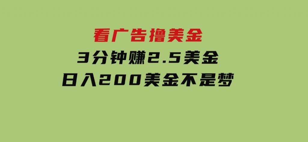 看广告，撸美金！！3分钟赚2.5美金！！日入200美金不是梦-大磊资源网