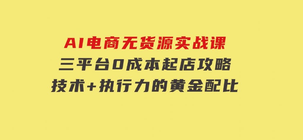 AI电商无货源实战课，三平台0成本起店攻略，技术+执行力的黄金配比-大磊资源网
