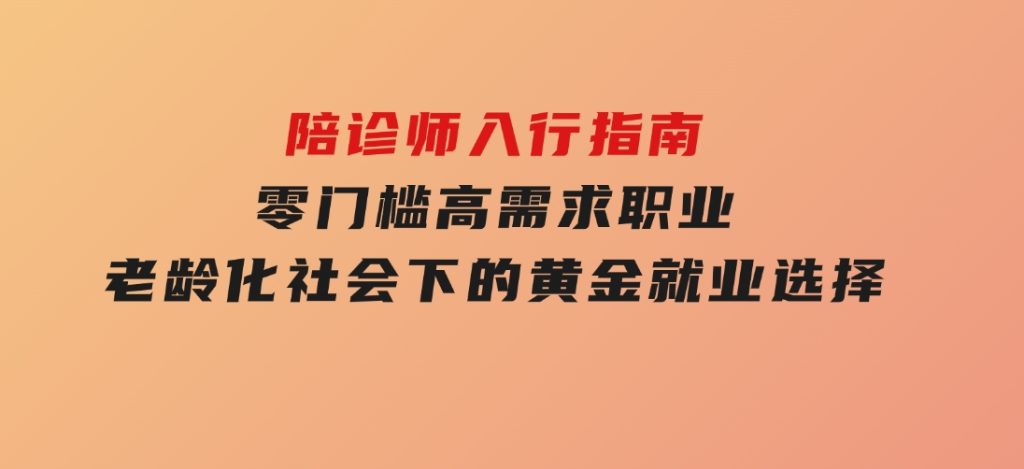 陪诊师入行指南：零门槛高需求职业，老龄化社会下的黄金就业选择-大磊资源网